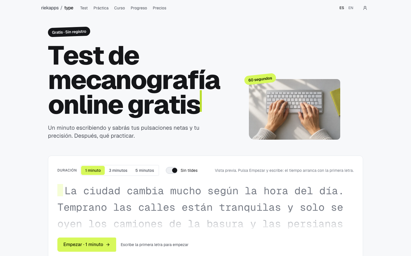 Type · Test de mecanografía screenshot 1