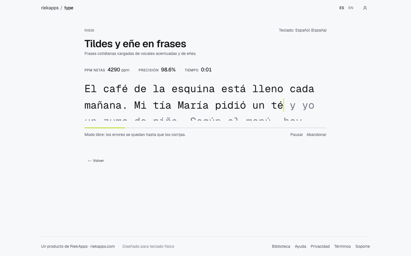 Type · Test de mecanografía screenshot 2